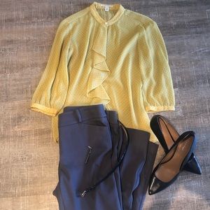 Banana Republic sheer ruffle polka dot blouse XS